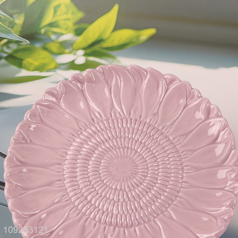 China supplier sunflower shape ceramic tableware plate for home restaurant
