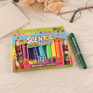 Good Quality 12 Colors Scented Markers Washable Watercolor Marker Pens for Kids