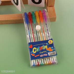 New Product 6 Colors Scented Glitter Gel Pens for Kids Student Writing Drawing