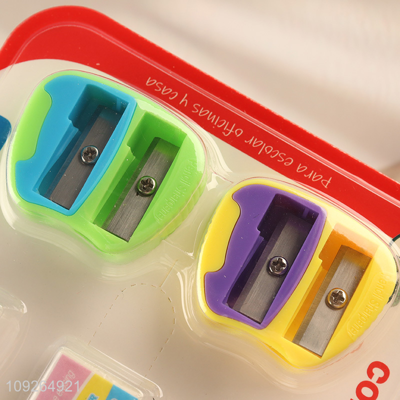 Wholesale 5PCS/Set Plastic Manual Pencils Sharpeners and Erasers Set for Kids Students