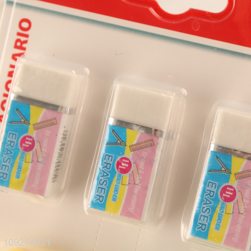 Wholesale 5PCS/Set Plastic Manual Pencils Sharpeners and Erasers Set for Kids Students