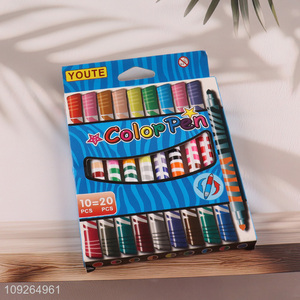 Online Wholesale 10PCS 20 Colors Dual Tip Watercolor Marker Pens for Kids Drawing