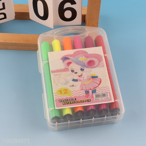 China Factory 12 Colors Non-Toxic Washable Watercolor Marker Pens Set for Kids