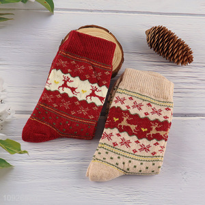 New Product Womens Wool Socks Winter Soft Cozy Jacquard Knitted Crew Socks