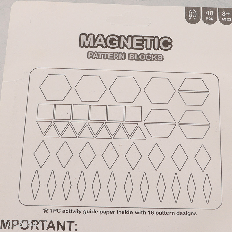 Good quality colourful 48pcs magnetic pattern block toy kids teaching toys