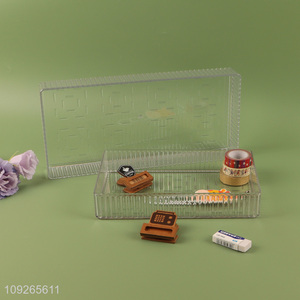 Top products clear desktop organizer plastic storage box for office home