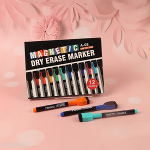 Top selling 12pcs school office magnetic dry erase marker set for stationery