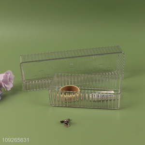 Yiwu market rectangle clear home office desktop organizer plastic storage box