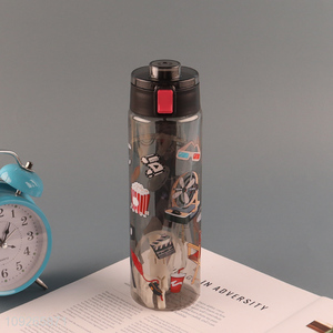 Factory Supply Custom Print Plastic Water Bottle with Straw & Leakproof Lid