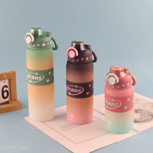 New Arrival Plastic Sports Water Bottle with Straw & Leakproof Lid for Students