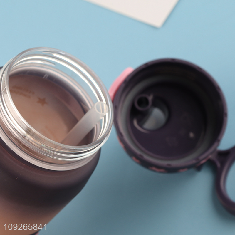 New Arrival Plastic Sports Water Bottle with Straw & Leakproof Lid for Students