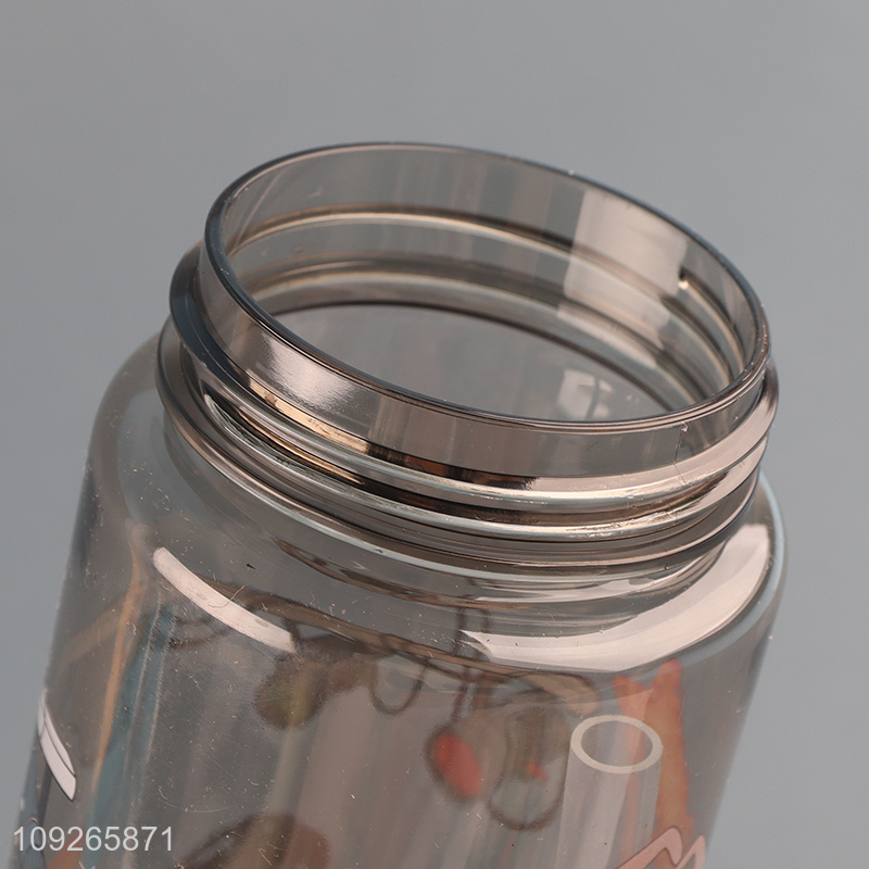 Factory Supply Custom Print Plastic Water Bottle with Straw & Leakproof Lid