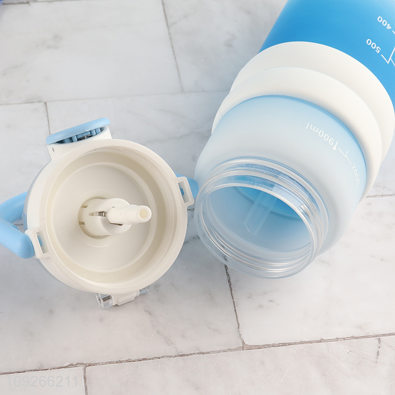 Factory Price 600Ml Portable Plastic Water Bottle with Straw, Handle & Leakproof Lid