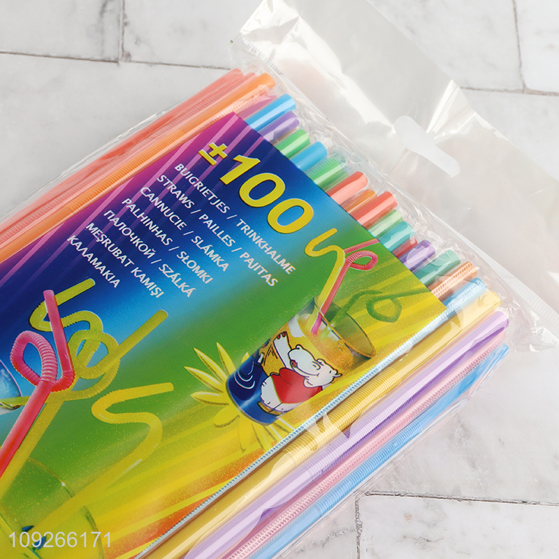 Wholesale 100 Pieces Disposable Drinking Straws Colorful Spiral Plastic Drinking Straws