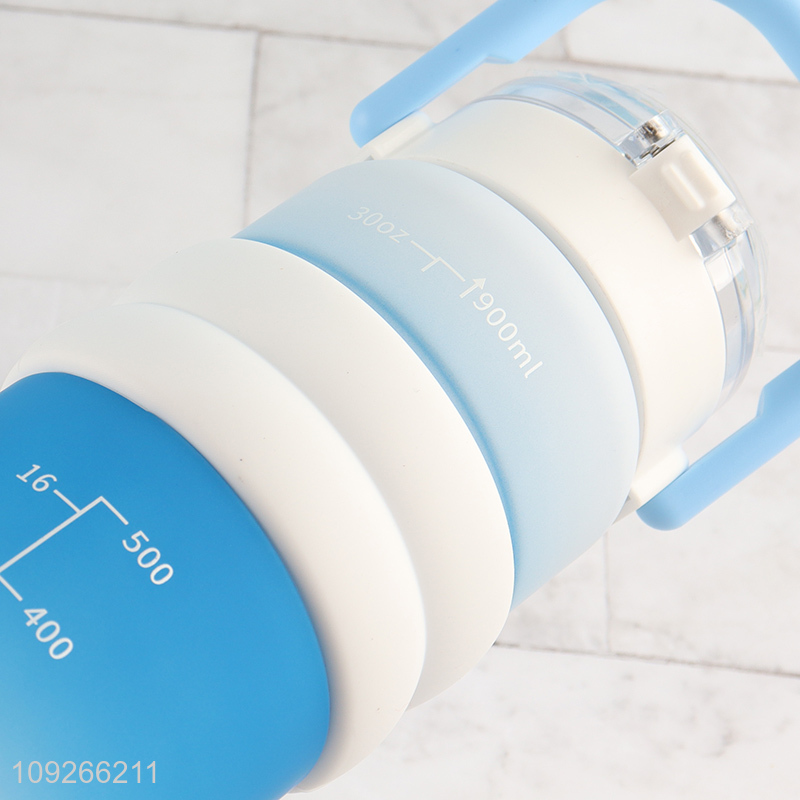 Factory Price 600Ml Portable Plastic Water Bottle with Straw, Handle & Leakproof Lid