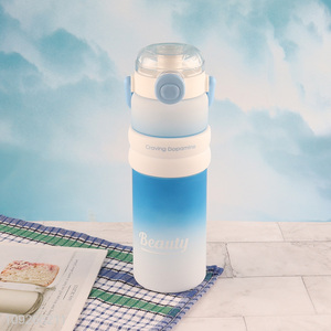 Factory Price 600ML Portable Plastic Water Bottle with Straw, Handle & Leakproof Lid