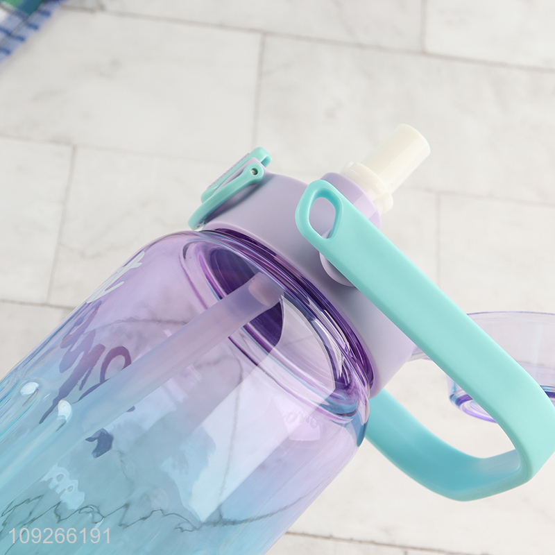 New Arrival 900Ml Plastic Water Bottle Leakproof Water Bottle with Straw & Handle