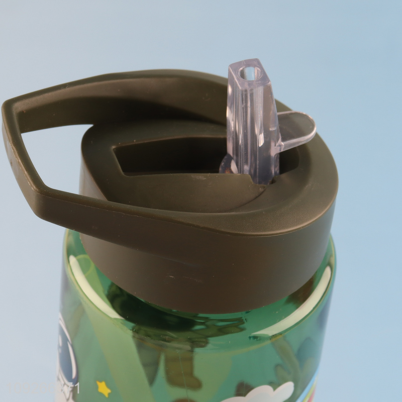 Hot Selling Kids Water Bottle Cartoon Plastic Water Bottle with Flip Straw