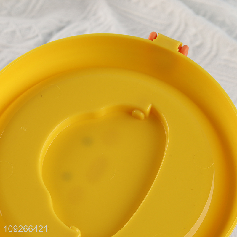 Wholesale 2-Layer Portable Round Cute Plastic Lunch Box with Spork for Kids