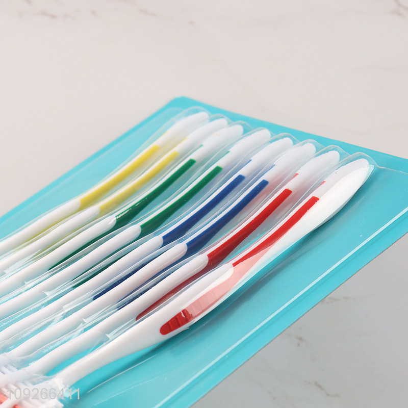 Factory Supply 8Pcs/Set Adults Manual Toothbrush Set with Nylon Bristles