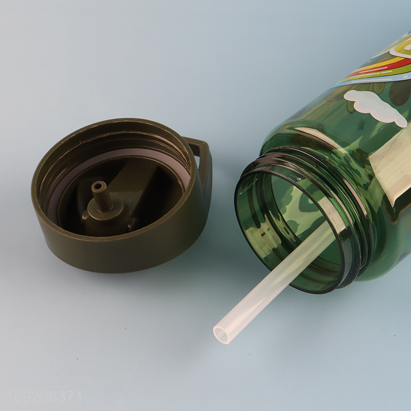 Hot Selling Kids Water Bottle Cartoon Plastic Water Bottle with Flip Straw