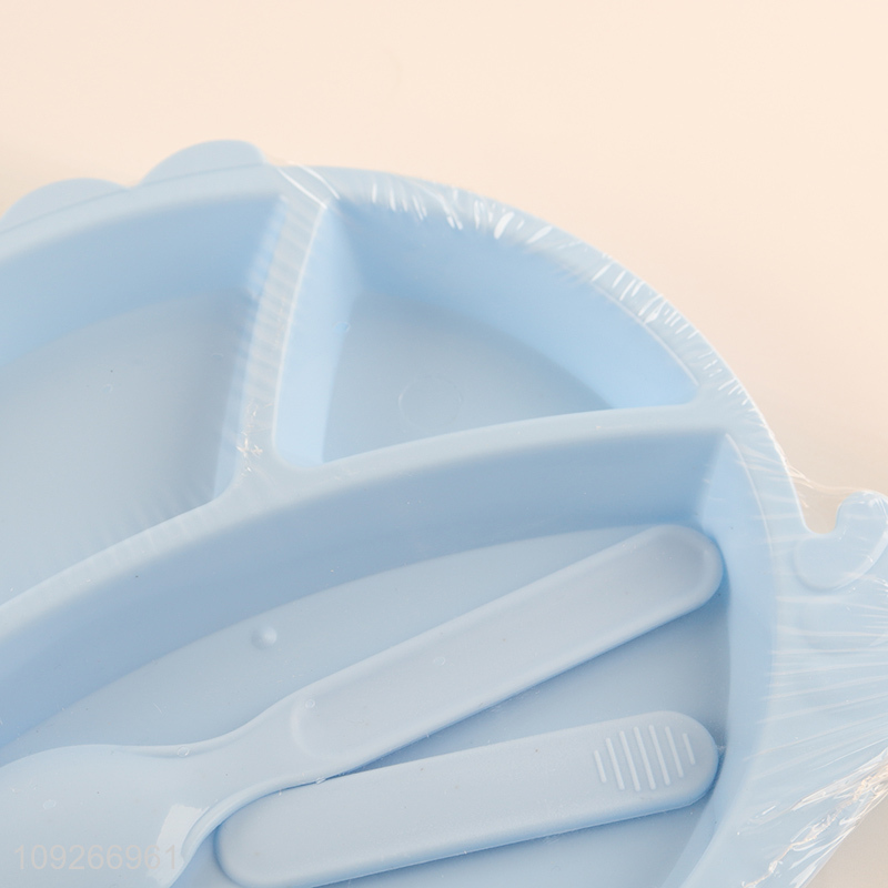 China factory plastic baby dinner plate set with fork and spoon