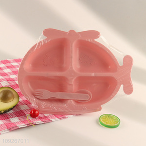 Popular products cartoon baby dinner <em>plate</em> set with fork and spoon for home