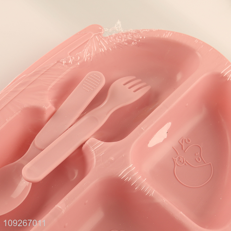 Popular products cartoon baby dinner plate set with fork and spoon for home