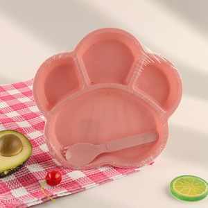 Good selling plastic baby dinner <em>plate</em> set with fork and spoon wholesale