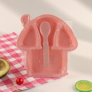 Good quality plastic baby dinner <em>plate</em> set with fork and spoon for sale