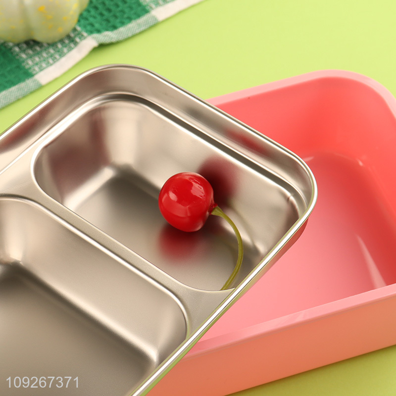 Good quality stainless steel school kids cartoon lunch box set for sale