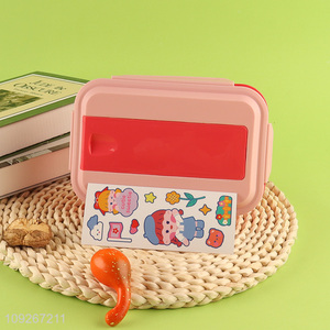 High quality cartoon portable school kids plastic lunch box set