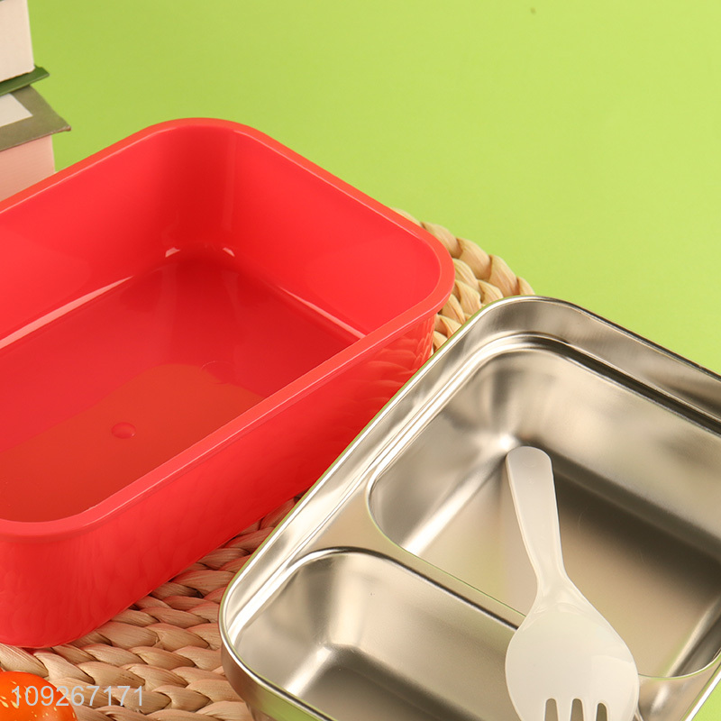 China wholesale 2compartment school kids plastic lunch box set