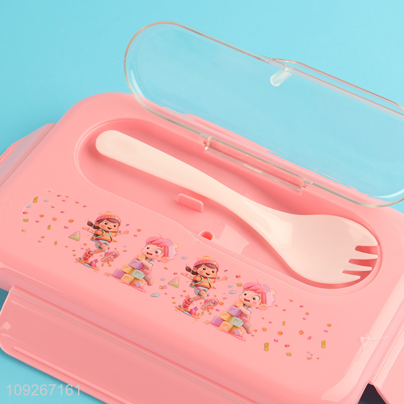 Factory wholesale 2compartment plastic school kids lunch box set