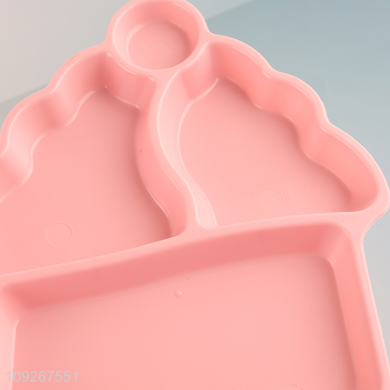 Factory wholesale house shape plastic children dinner plate with straw cup