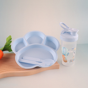 Top sale plastic kids dinner plate water cup straw cup set wholesale