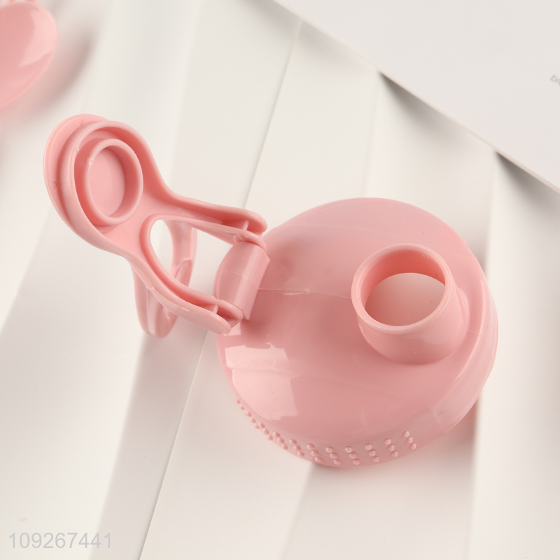 Good price pink girls plastic crab shape dinner plate and water bottle set