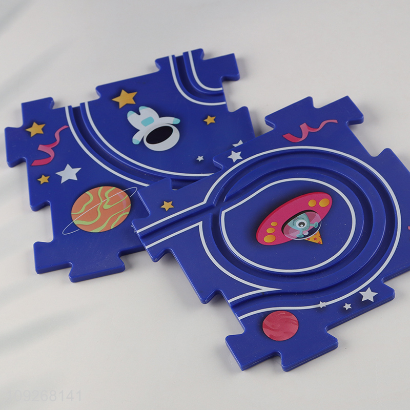 Top selling children puzzle game electric rail car toys wholesale