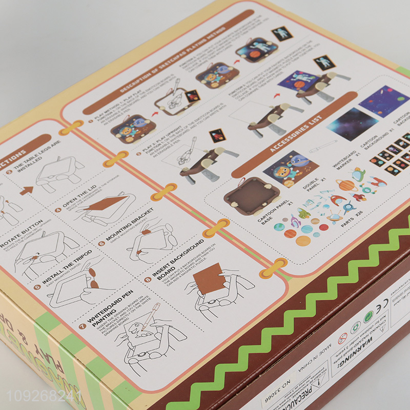 Factory price 2in1 creative kids magnetic puzzle game painting board for sale