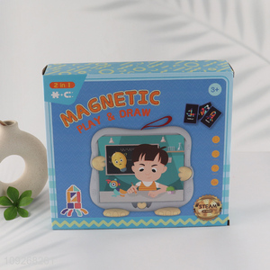 Best selling 2in1 kids magnetic puzzle game learning board wholesale