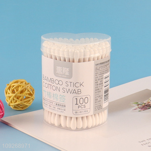 Hot selling 100pcs disposable bamboo stick cotton swab cotton bud wholesale