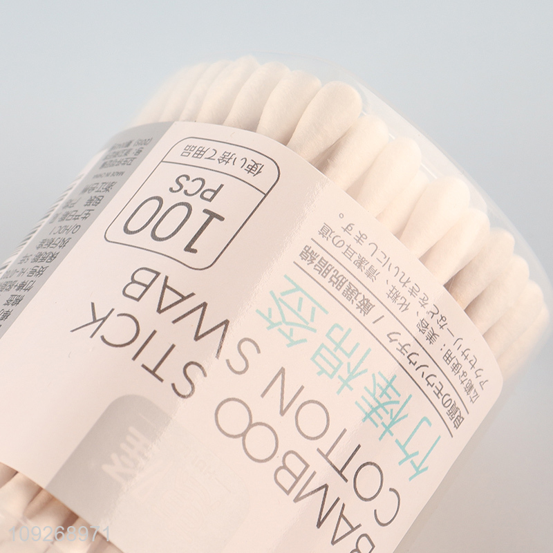 Hot selling 100pcs disposable bamboo stick cotton swab cotton bud wholesale