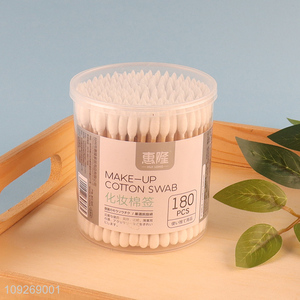 Top quality 180pcs disposable make up bamboo stick cotton swab cotton bud