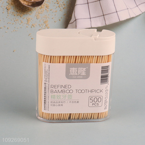Hot selling home restaurant 500pcs refined bamboo toothpick wholesale