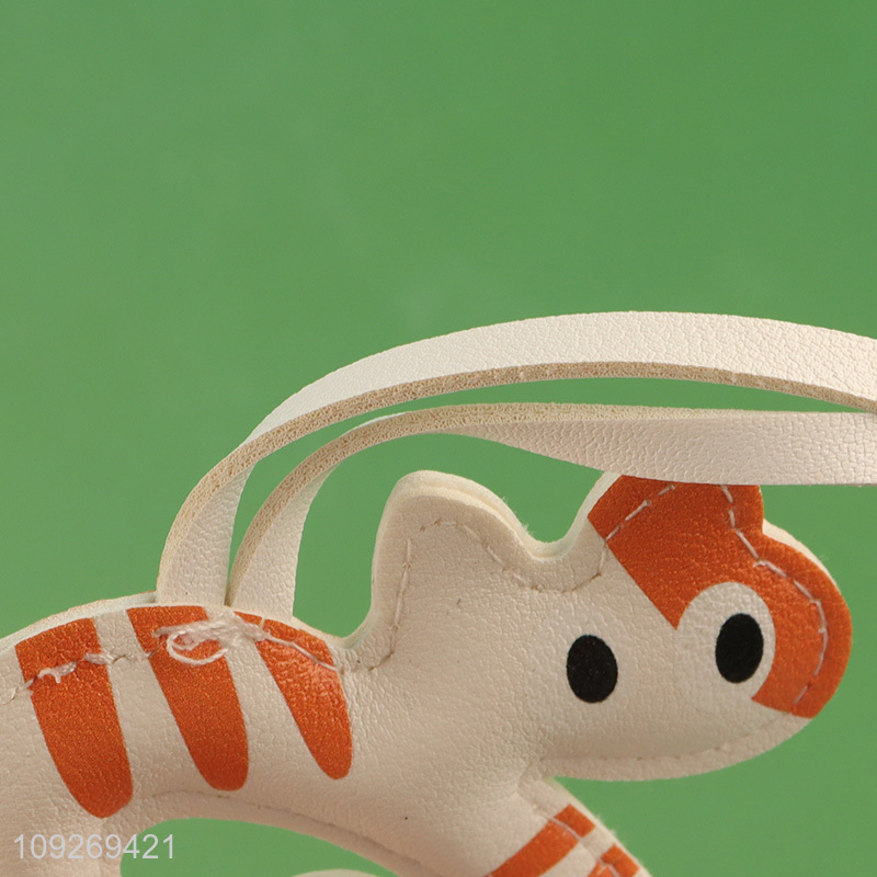 Hot products cartoon leather cat portable keychain key ring bag pendant