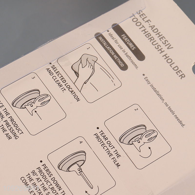 Popular products wall-mounted self-adhesive toothbrush holder for bathroom accessories