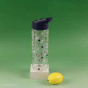 Custom Logo Plastic Water Bottle Durable Water Bottle with Flip Straw & Handle