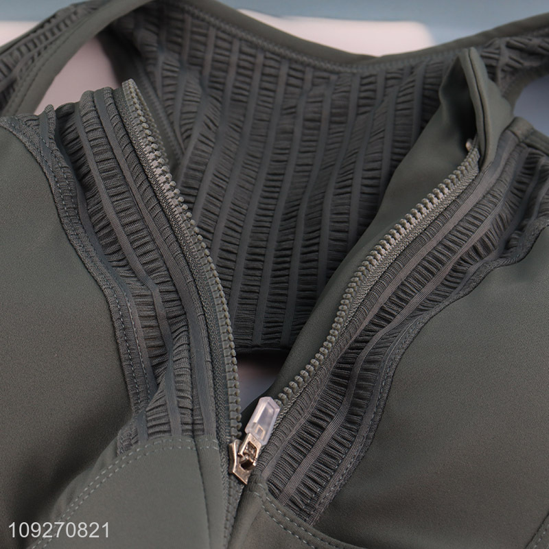 Top products breathable sports women underwear women bra with zipper