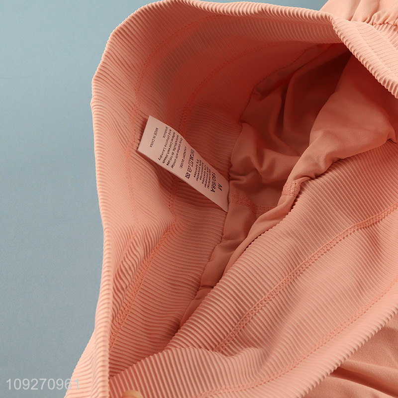 Factory wholesale women double-layer drawstring fitness shorts