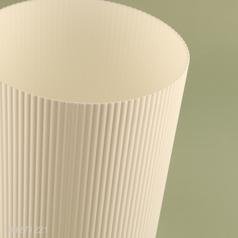Good price white round plastic waste bin with bamboo lid